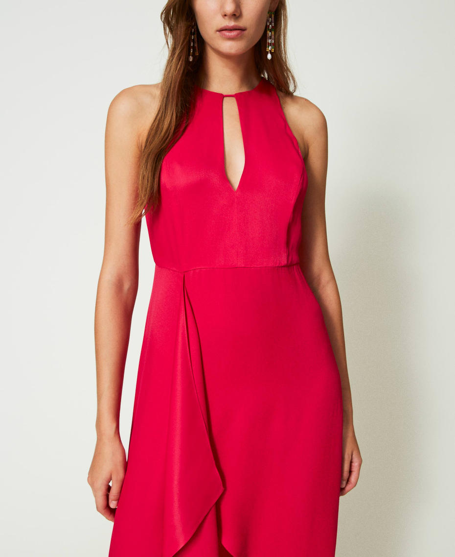 Asymmetrisches Maxikleid aus Satin „Bright Rose“-Rosa Frau 241TP2101_10802_04