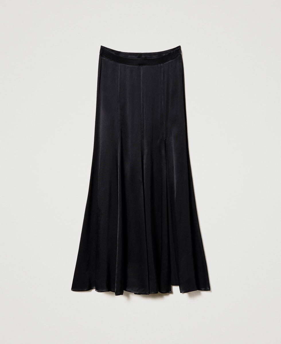 Long satin skirt Black Woman 241TP2102_00006_S0