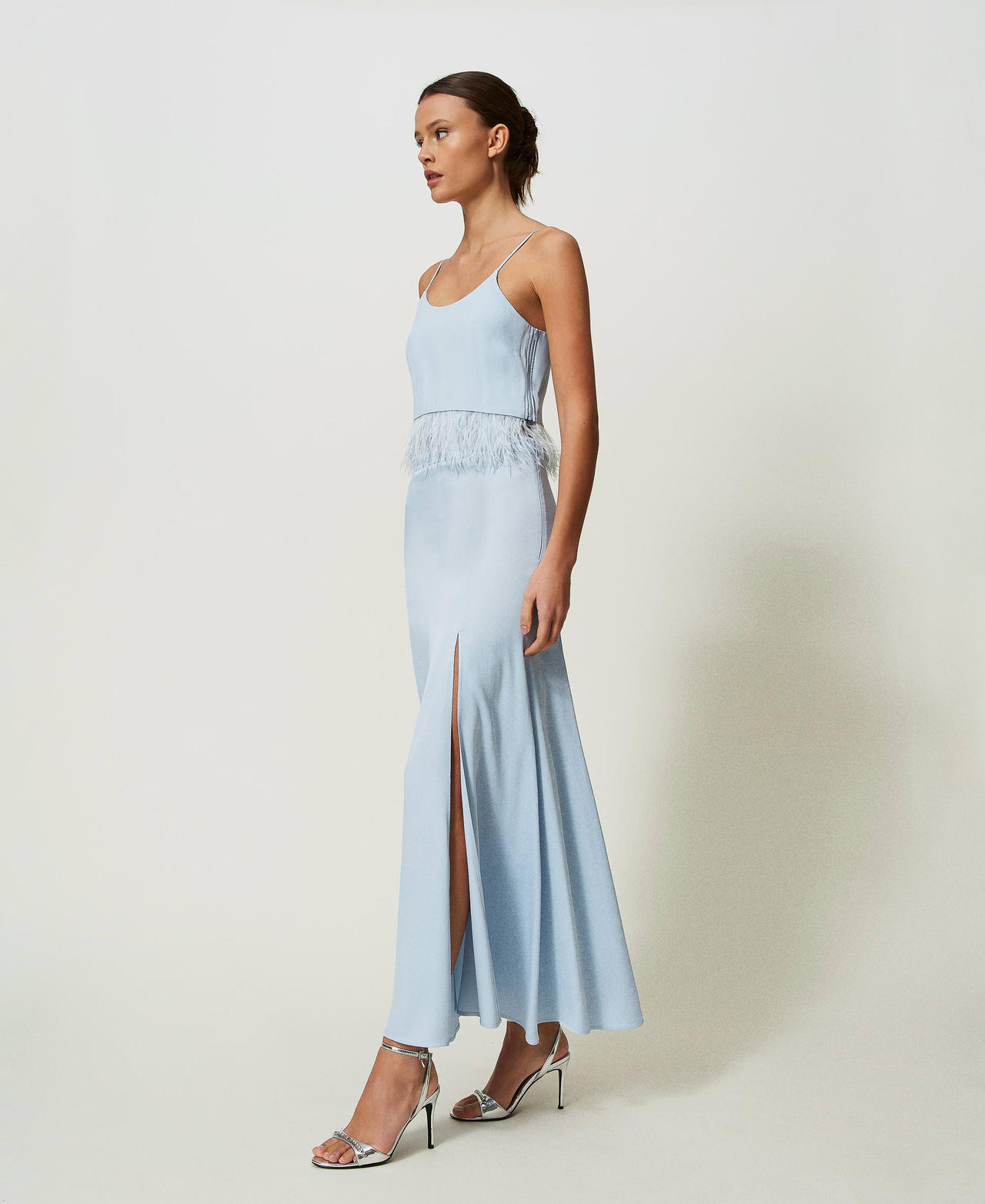 Long satin skirt