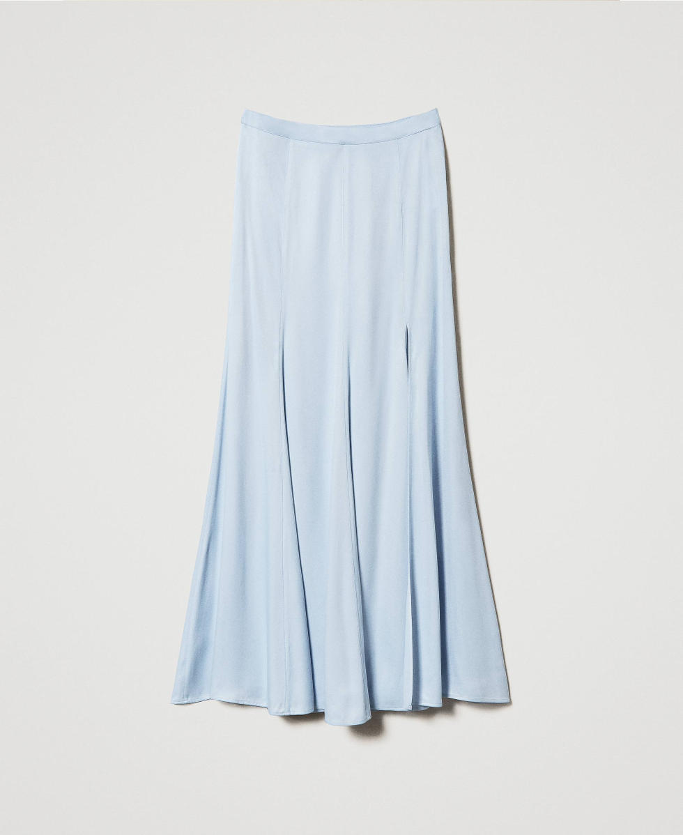 Long satin skirt Woman, Light blue | TWINSET Milano