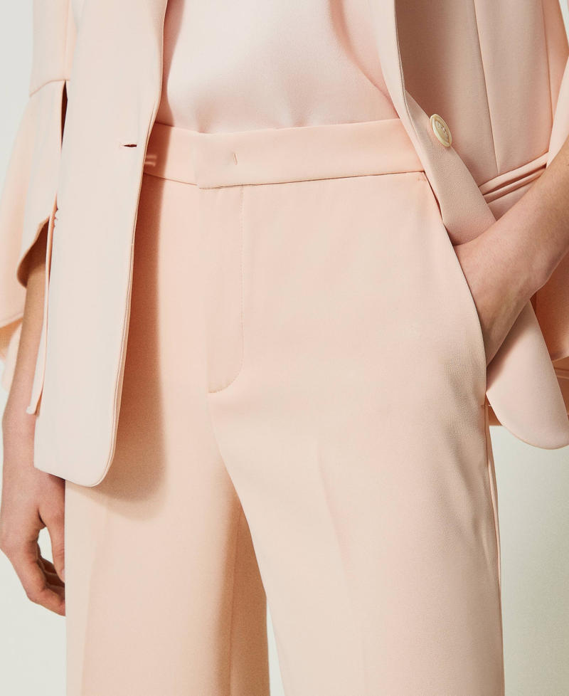 Wide leg cr&ecirc;pe trousers Cupcake Pink Woman 241TP2130_00178_04