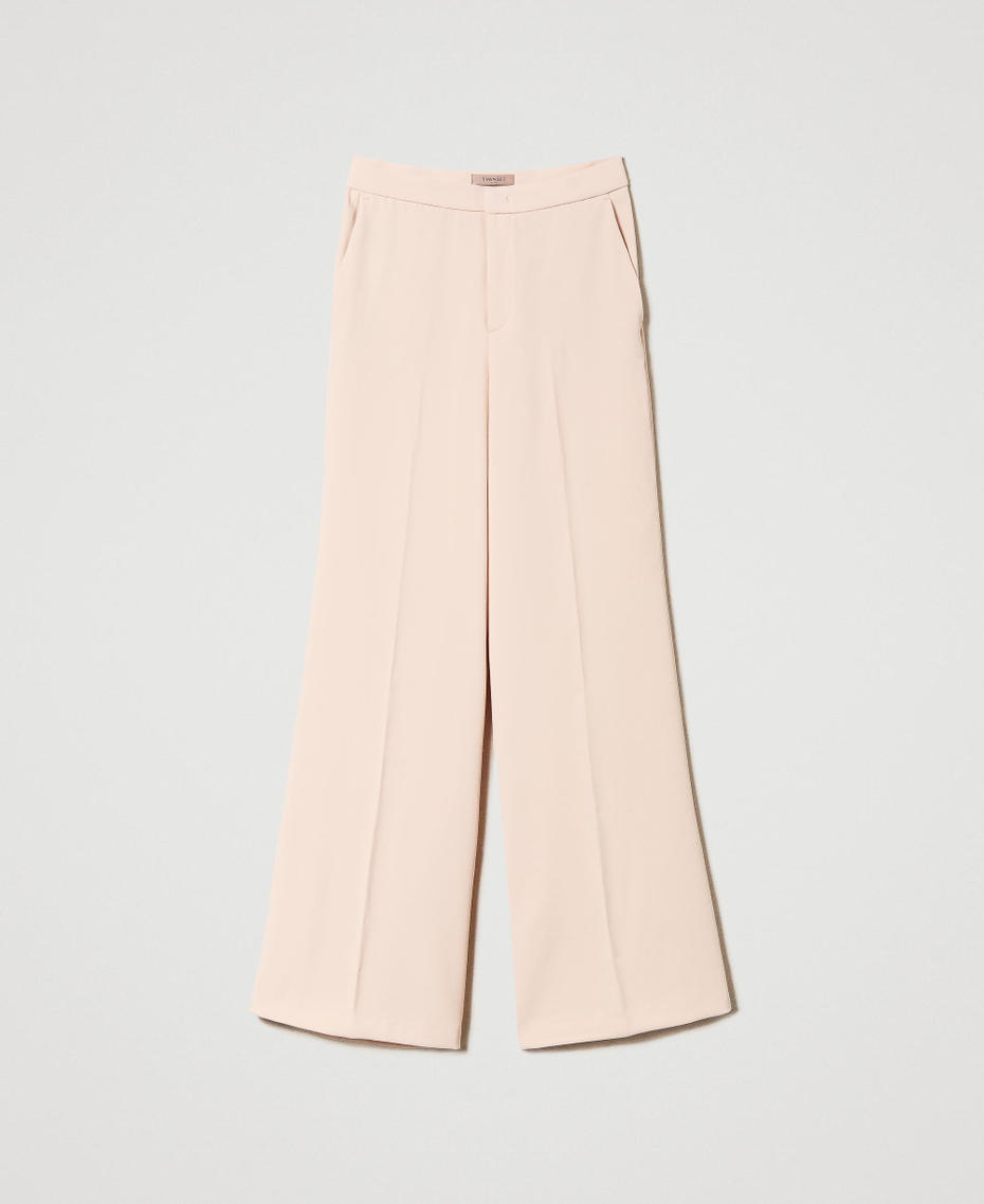 Wide leg cr&ecirc;pe trousers Cupcake Pink Woman 241TP2130_00178_S0