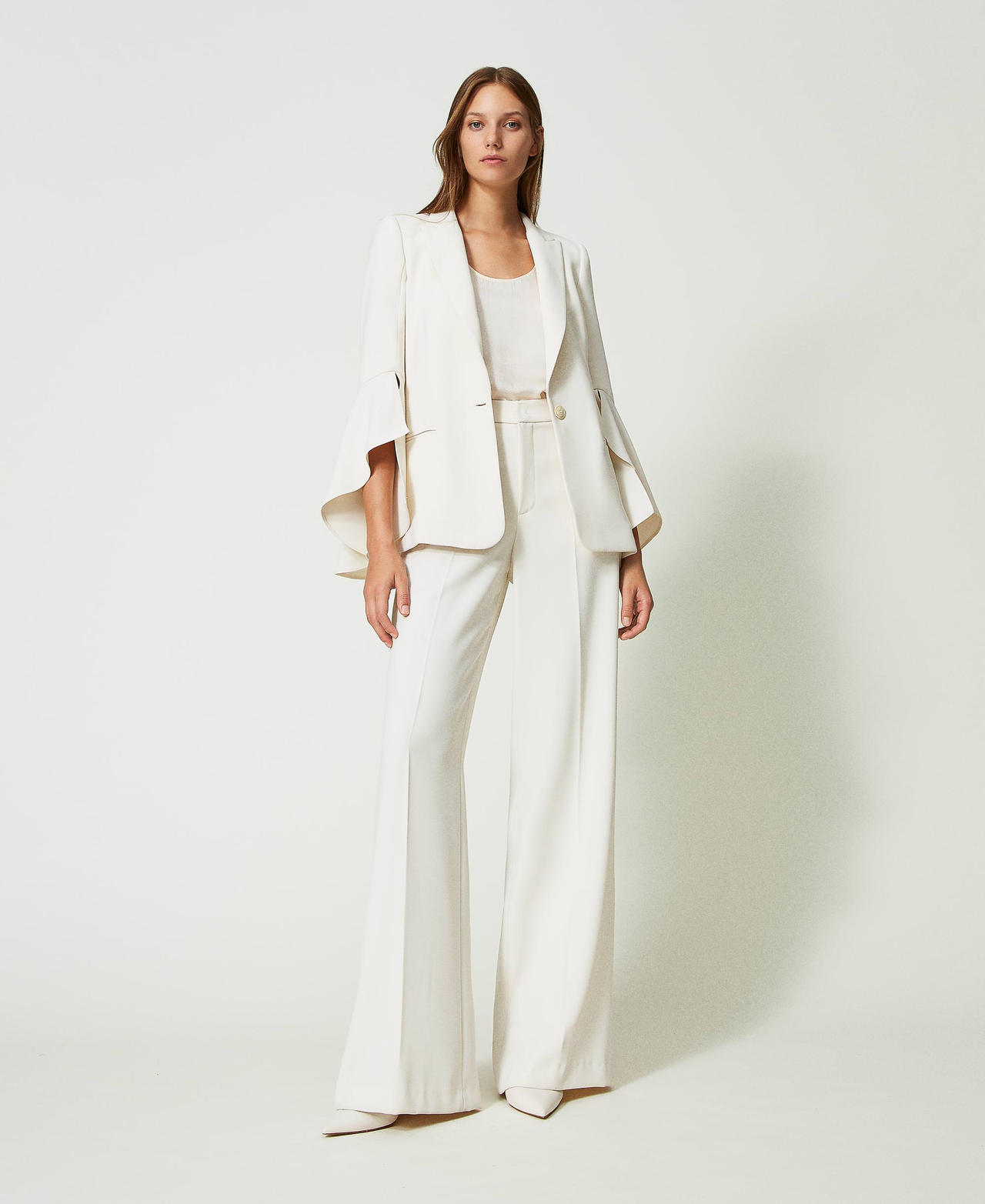 Wide leg crêpe trousers