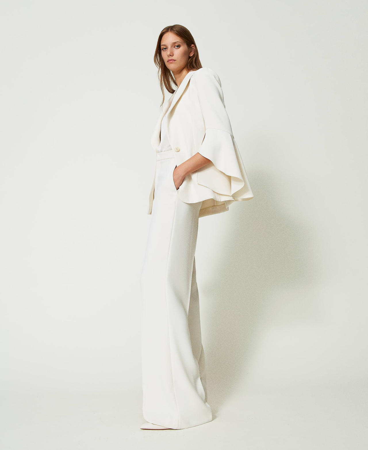 Wide-Leg-Hose aus Krepp