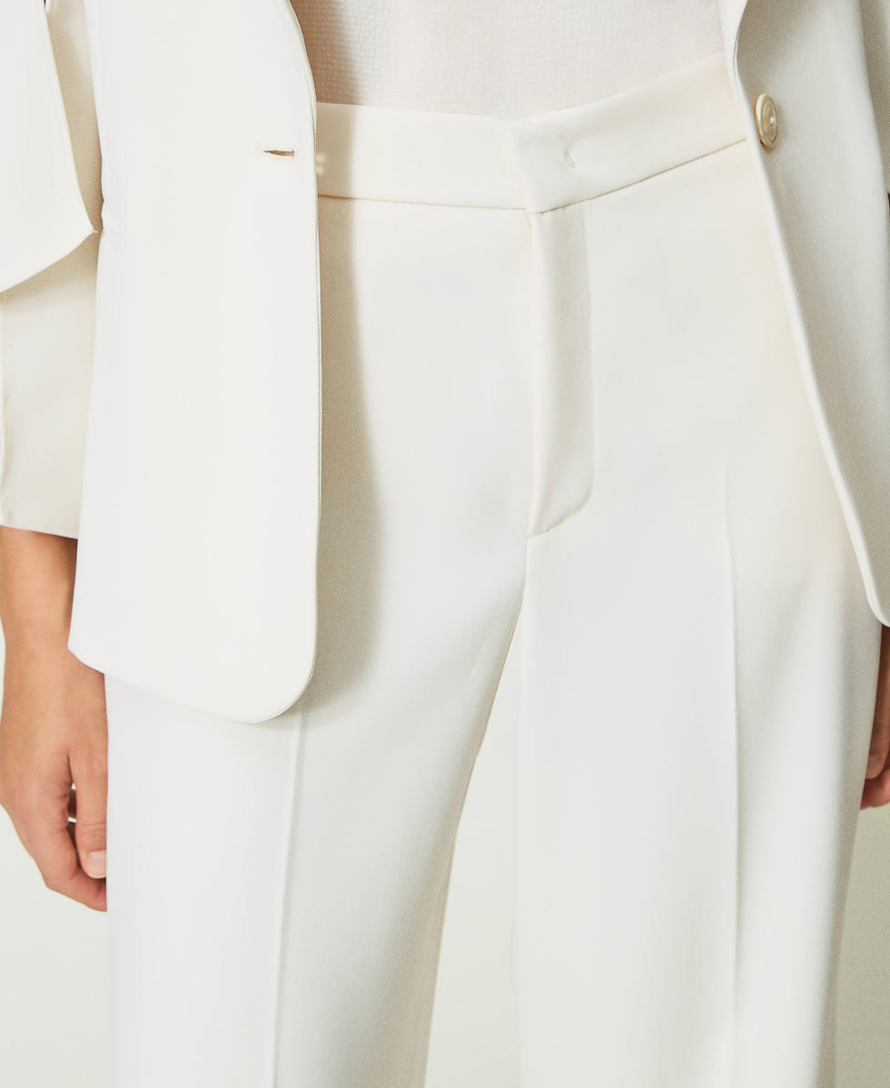 Pantalon ample en crepe Femme Blanc TWINSET Milano
