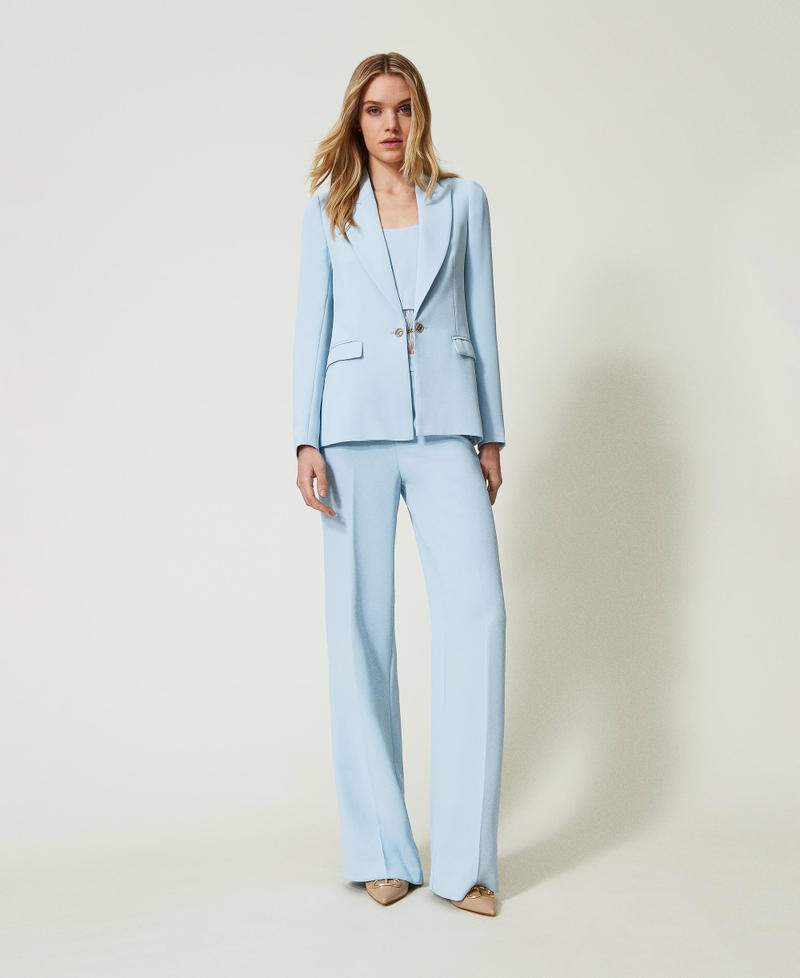 Flared cady crêpe trousers with pleat "Blue Tear" Light Blue Woman 241TP2171-01