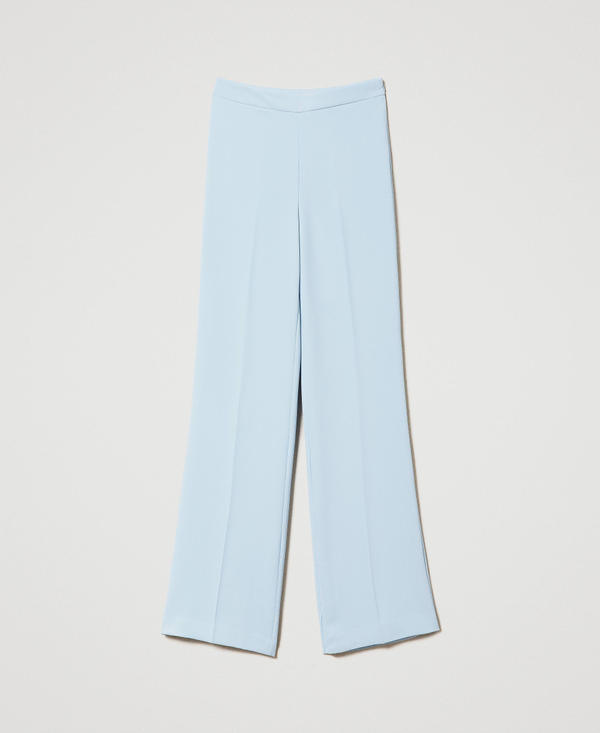 Pantaloni flare in cr&ecirc;pe cady con piega