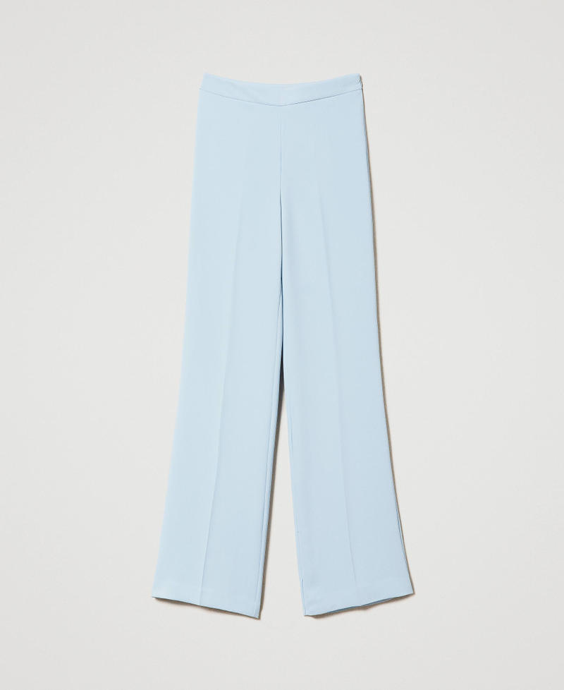 Flared cady crêpe trousers with pleat "Blue Tear" Light Blue Woman 241TP2171-0S