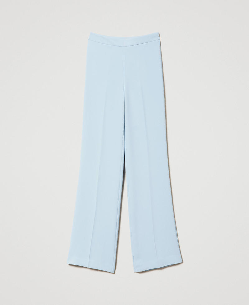 Pantaloni flare in crêpe cady con piega