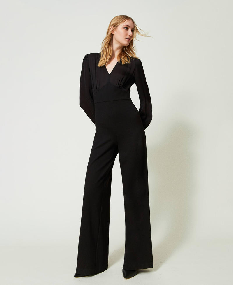 Long jumpsuit with wide trousers Black Woman 241TP2190-02