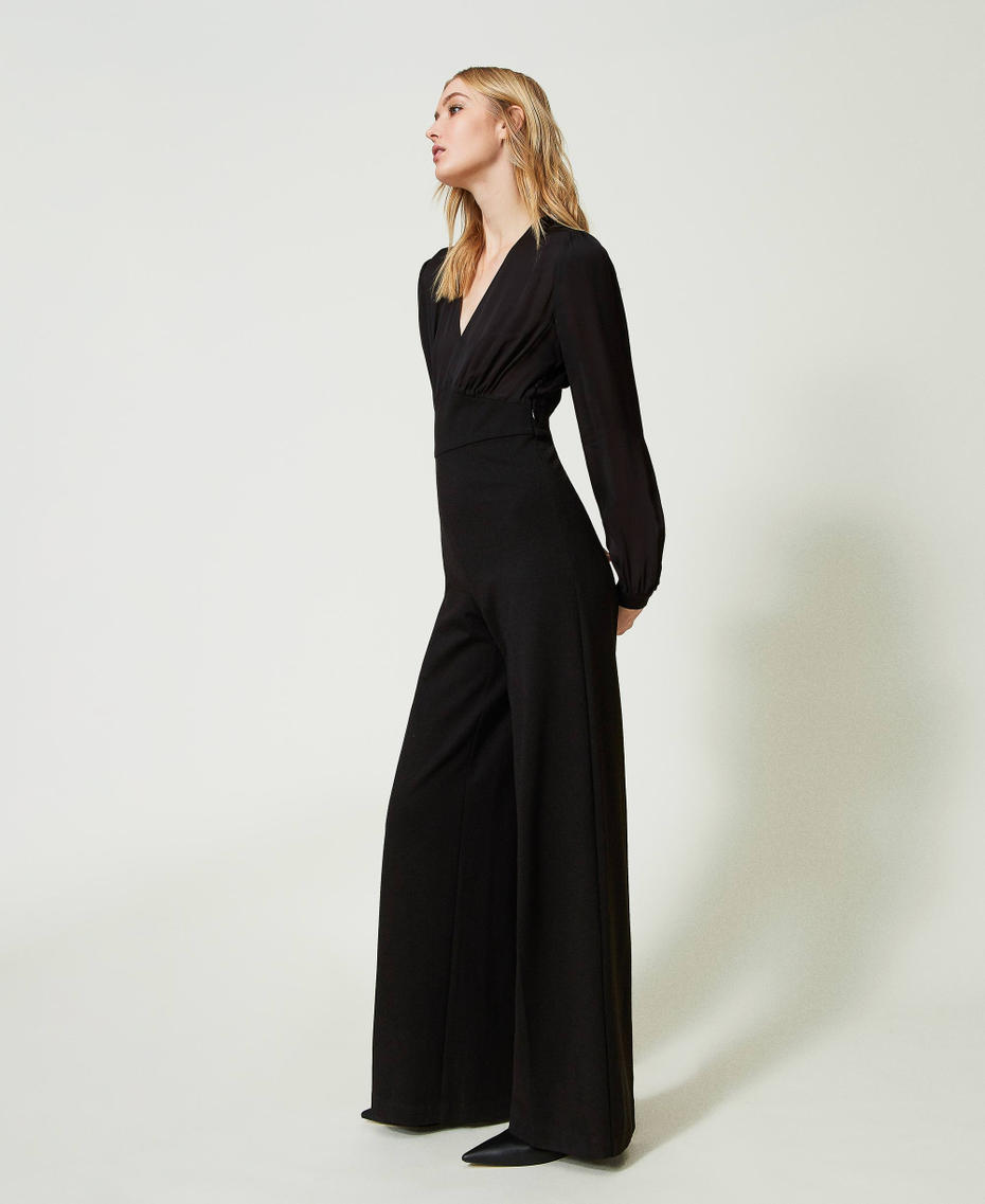Long jumpsuit with wide trousers Black Woman 241TP2190-03
