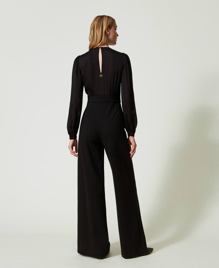 Длинное платье-комбинезон с широкими брюками Черный женщина 241TP2190-04