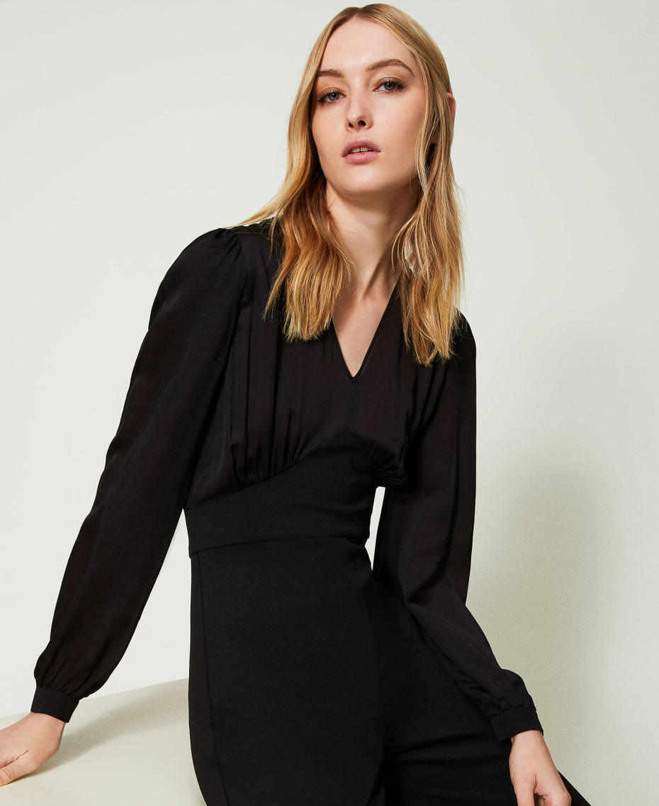 Long jumpsuit with wide trousers