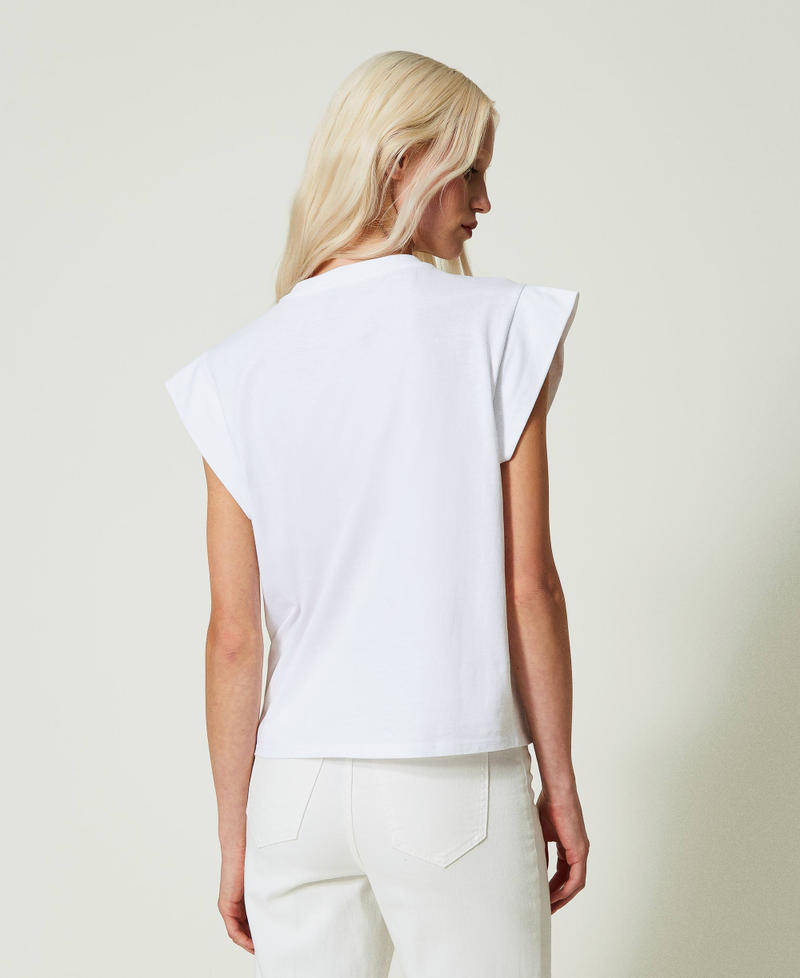 T-shirt avec Oval T et mancherons Broderie Blanc Optique/Cupcake Pink Femme 241TP2213-03