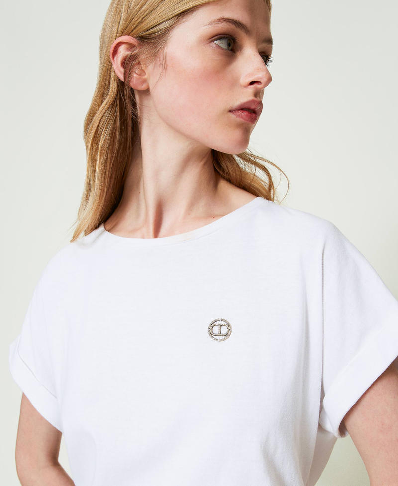 T-Shirt mit Kimonoärmeln und Oval T Weiß Frau 241TP2215-01