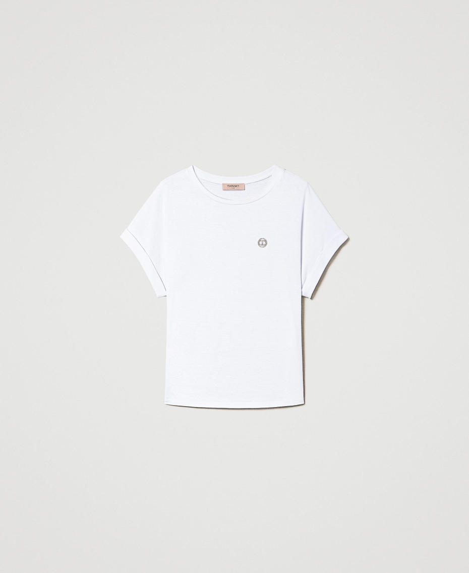 T-Shirt mit Kimonoärmeln und Oval T Weiß Frau 241TP2215-0S