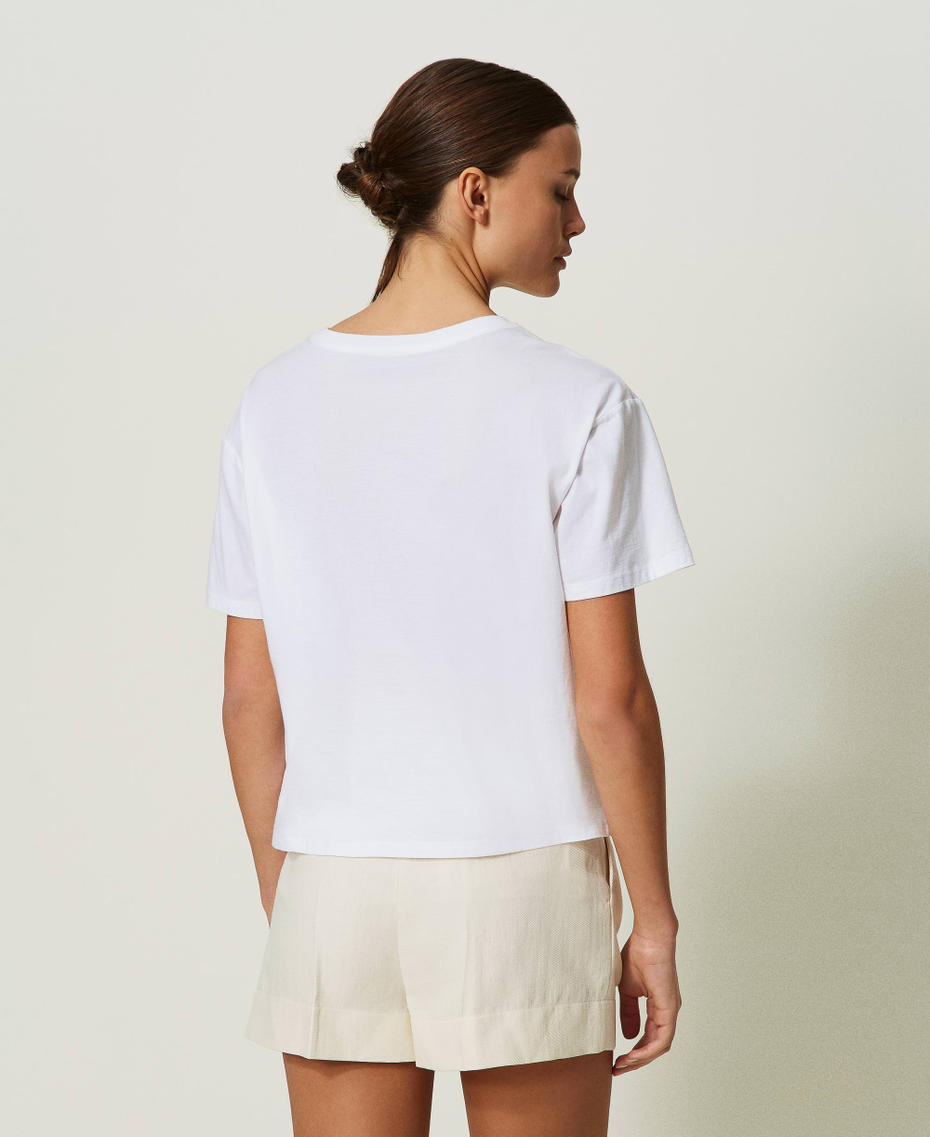 T-shirt avec imprimé chaînes et Oval T