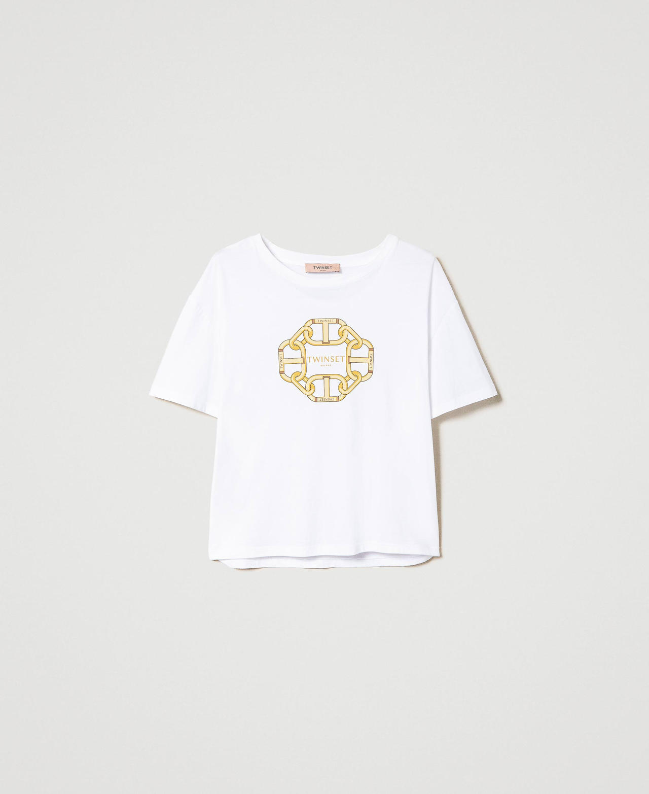 T-shirt avec imprimé chaînes et Oval T