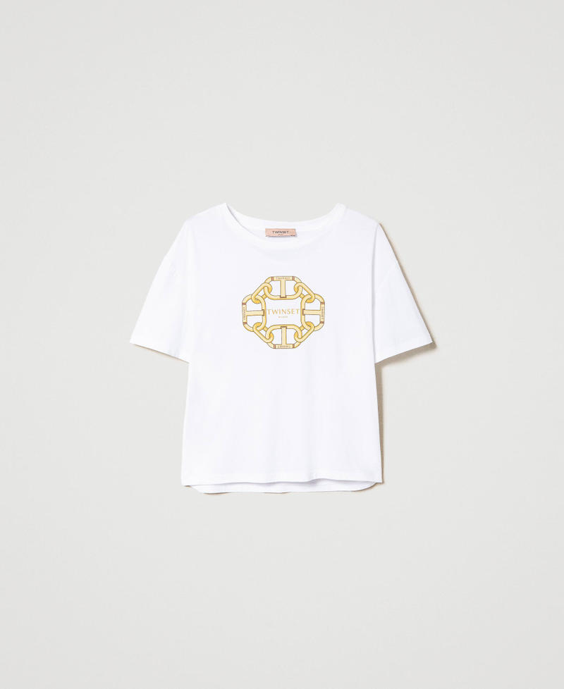 T-shirt avec imprimé chaînes et Oval T