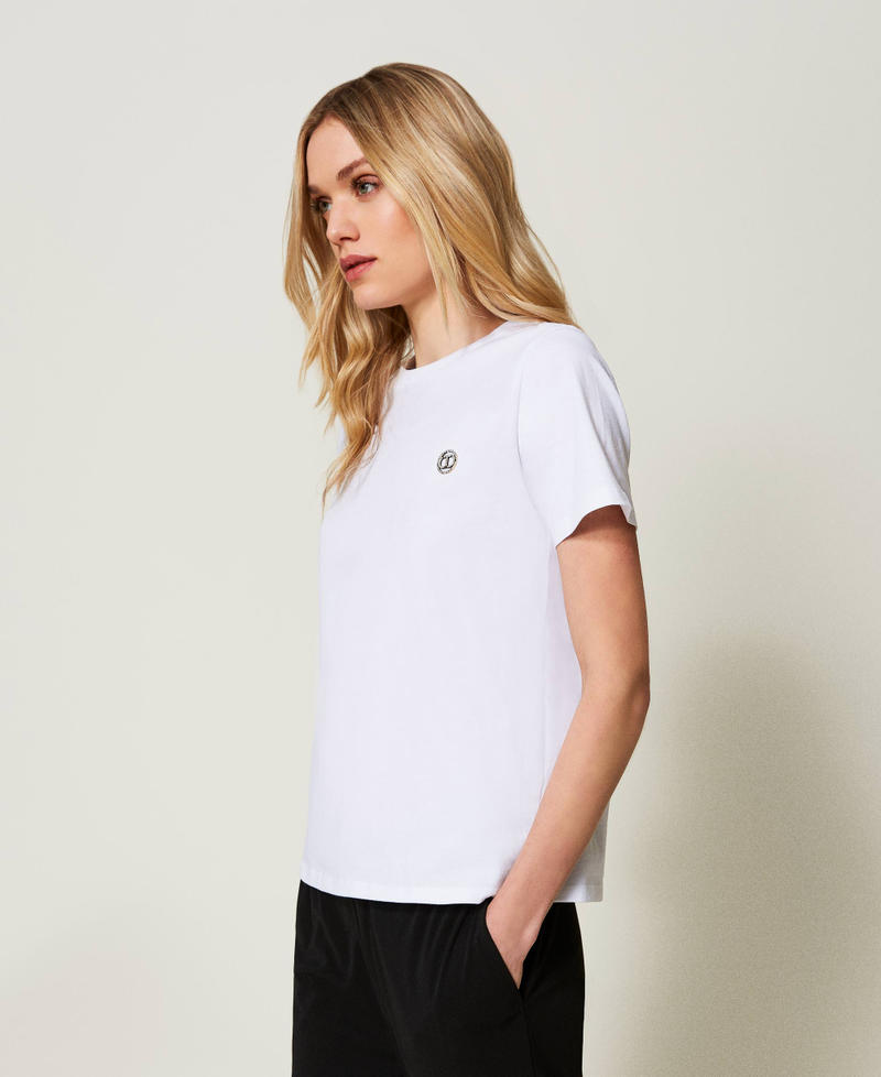 T-shirt regular avec Oval T strassé Blanc Femme 241TP221B-02
