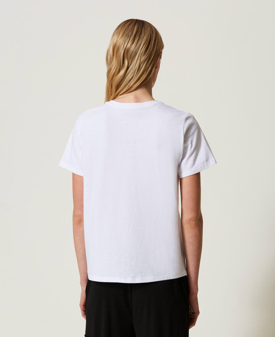 T-shirt regular con Oval T strass Bianco Donna 241TP221B-03