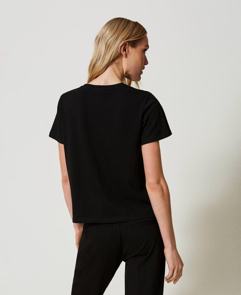 Regular t-shirt with rhinestone Oval T  Black Woman 241TP221B_00006_04