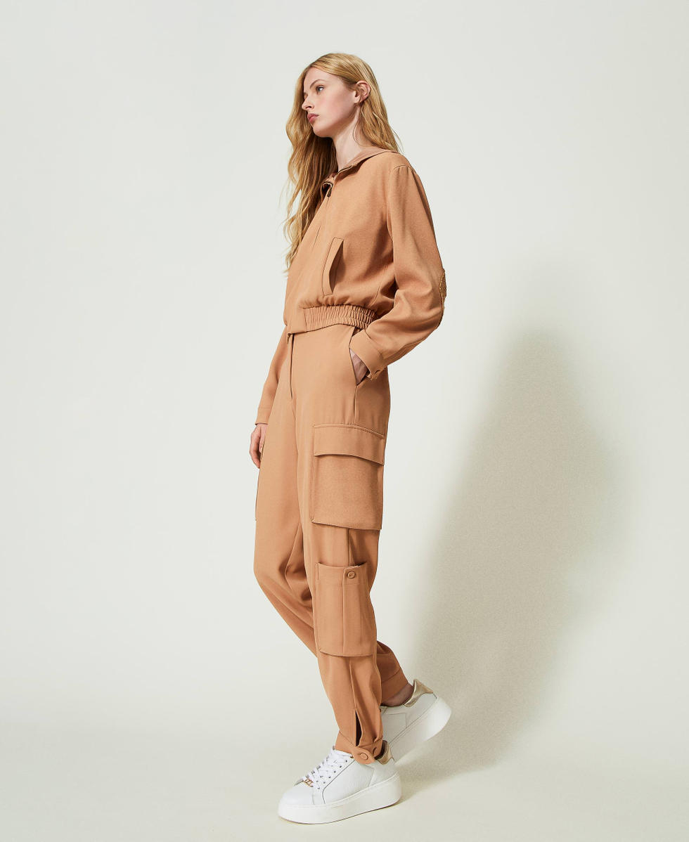 Pantalon cargo en crepe Femme Marron TWINSET Milano