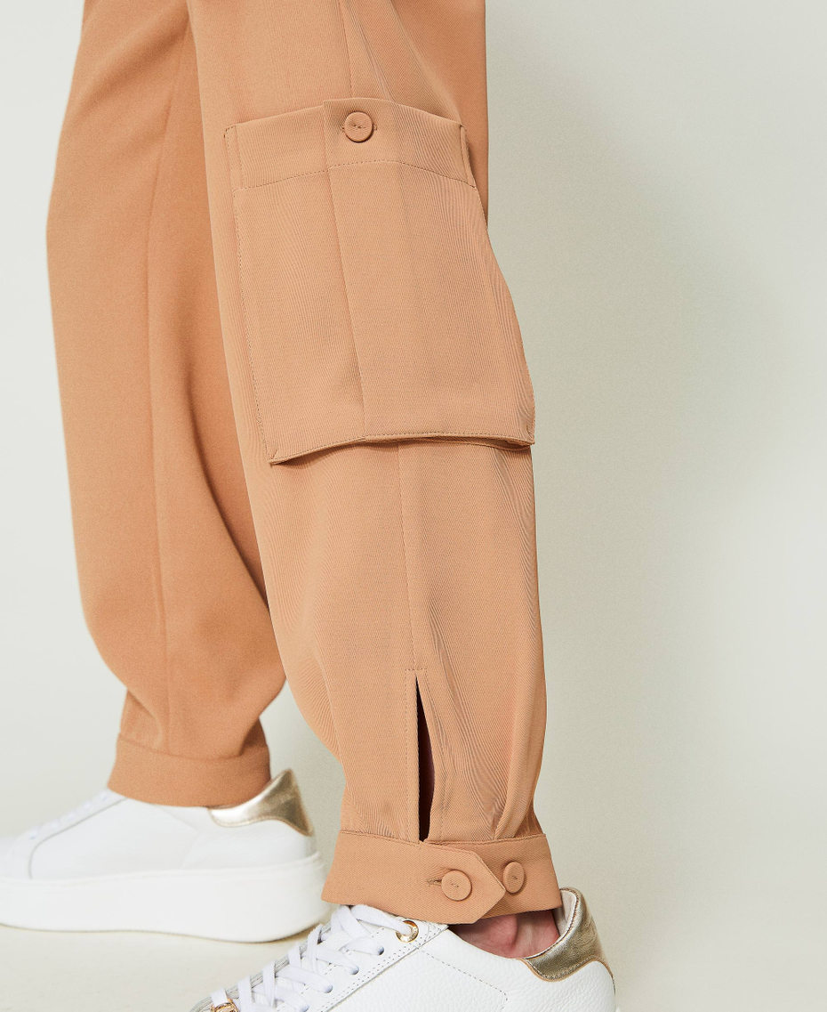 Crêpe cargo trousers "Hazelnut” Brown Woman 241TP2243-04