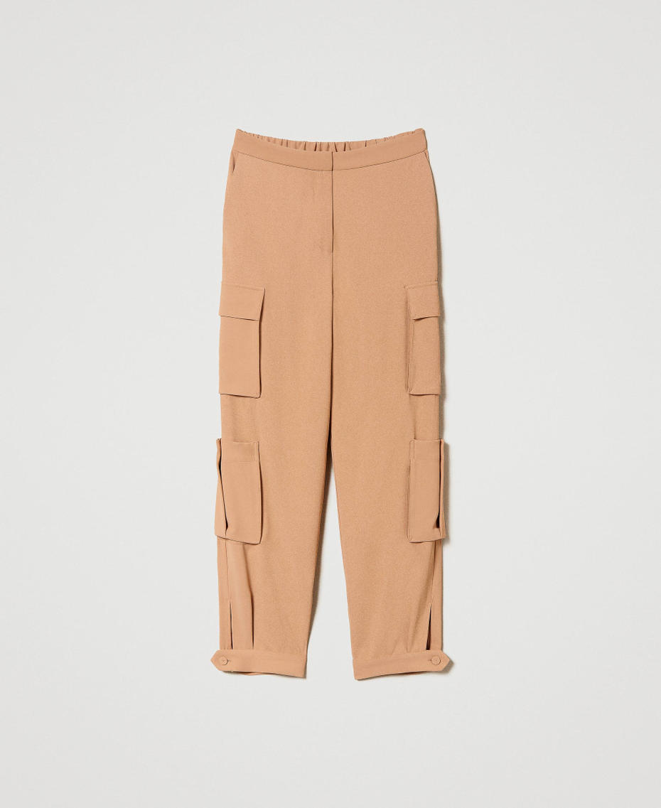 Crêpe cargo trousers "Hazelnut” Brown Woman 241TP2243-0S
