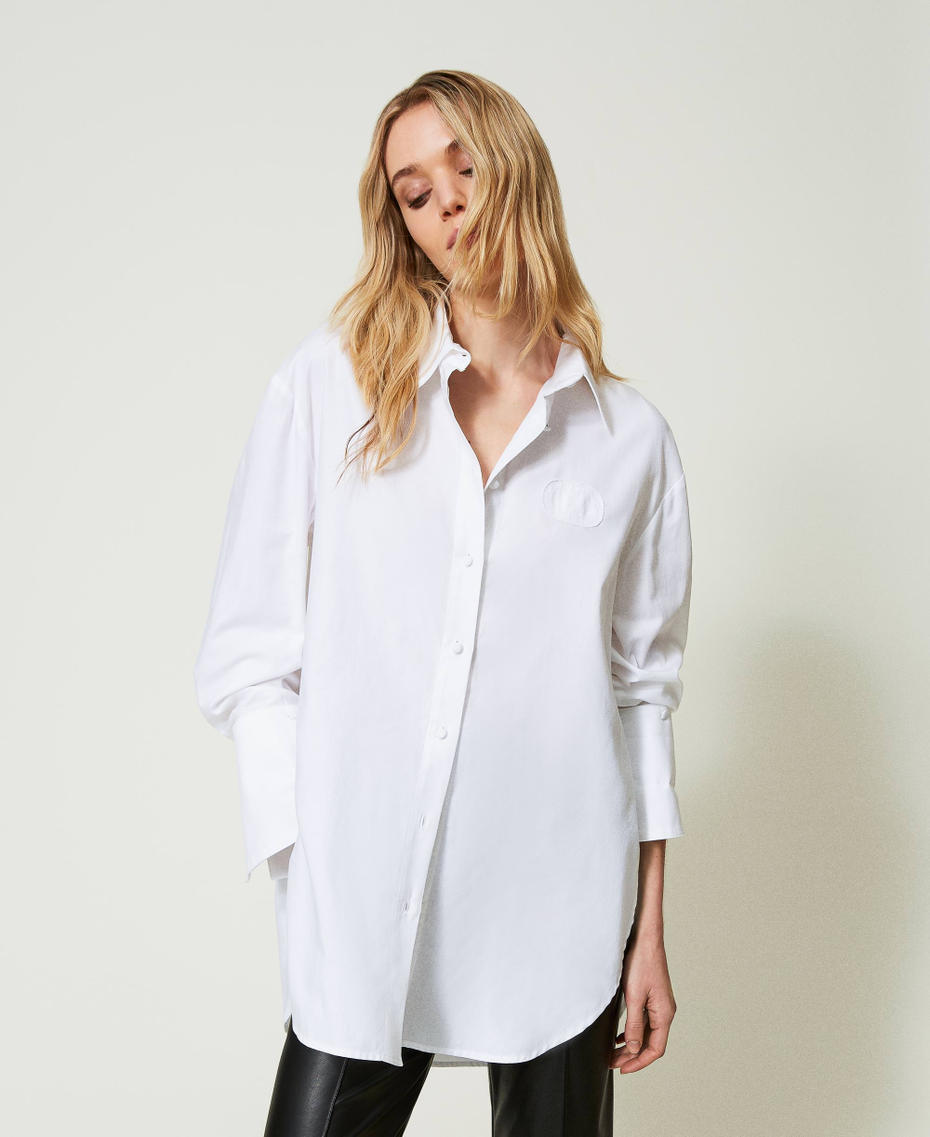 Oversized shirt with removable cuffs White Woman 241TP2250-01