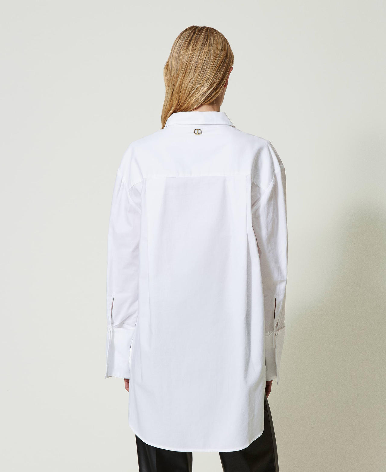 Oversized shirt with removable cuffs White Woman 241TP2250_00001_03