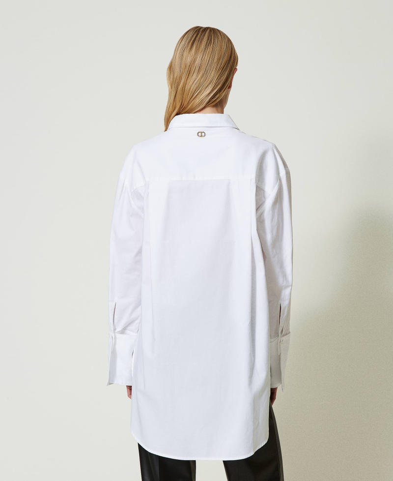 Oversized Hemd mit abnehmbaren Manschetten Weiß Frau 241TP2250-03