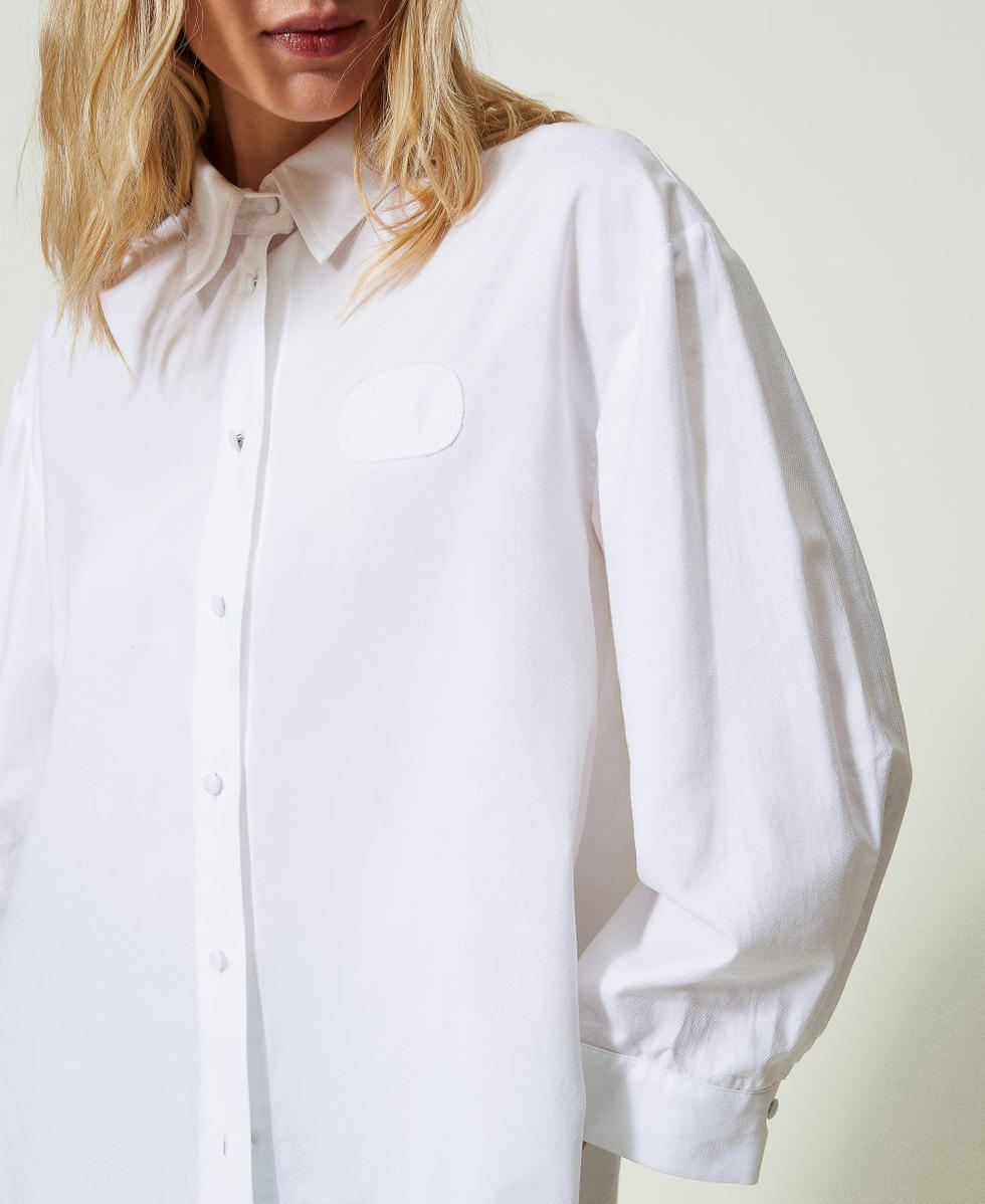 Oversized shirt with removable cuffs Woman, White | TWINSET Milano