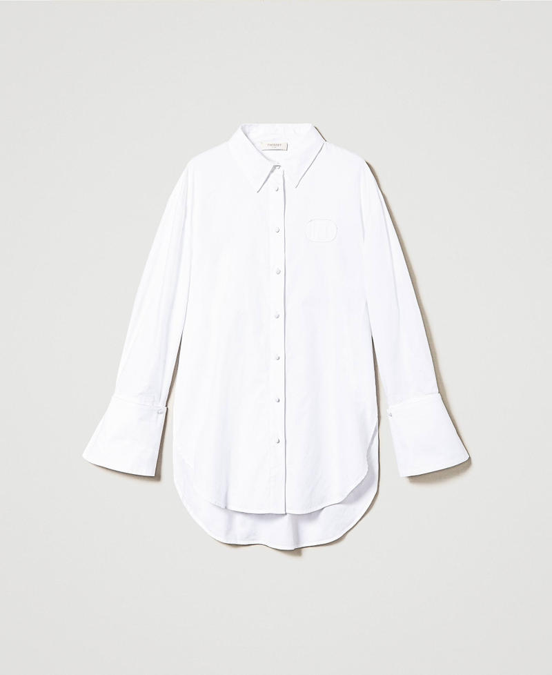 Oversized Hemd mit abnehmbaren Manschetten Weiß Frau 241TP2250-0S
