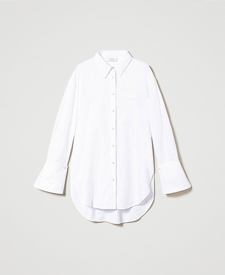 Oversized shirt with removable cuffs White Woman 241TP2250_00001_S0