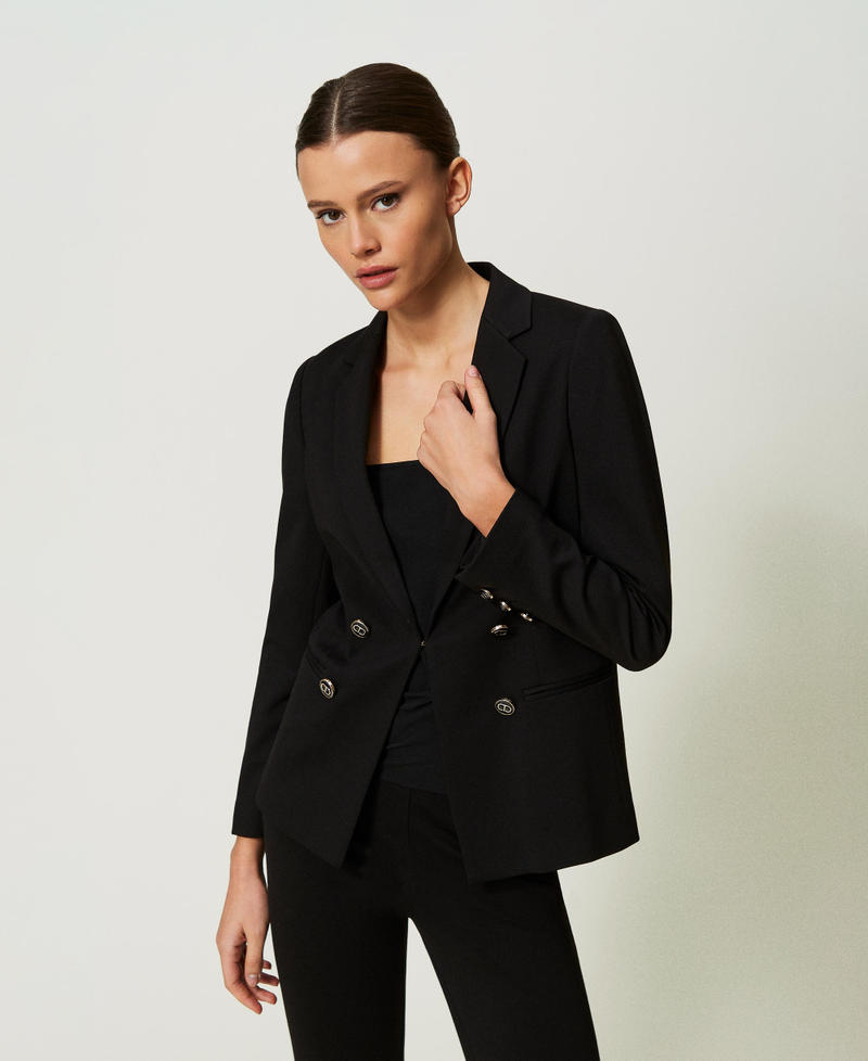 Blazer with Oval T buttons Black Woman 241TP2270_00006_05