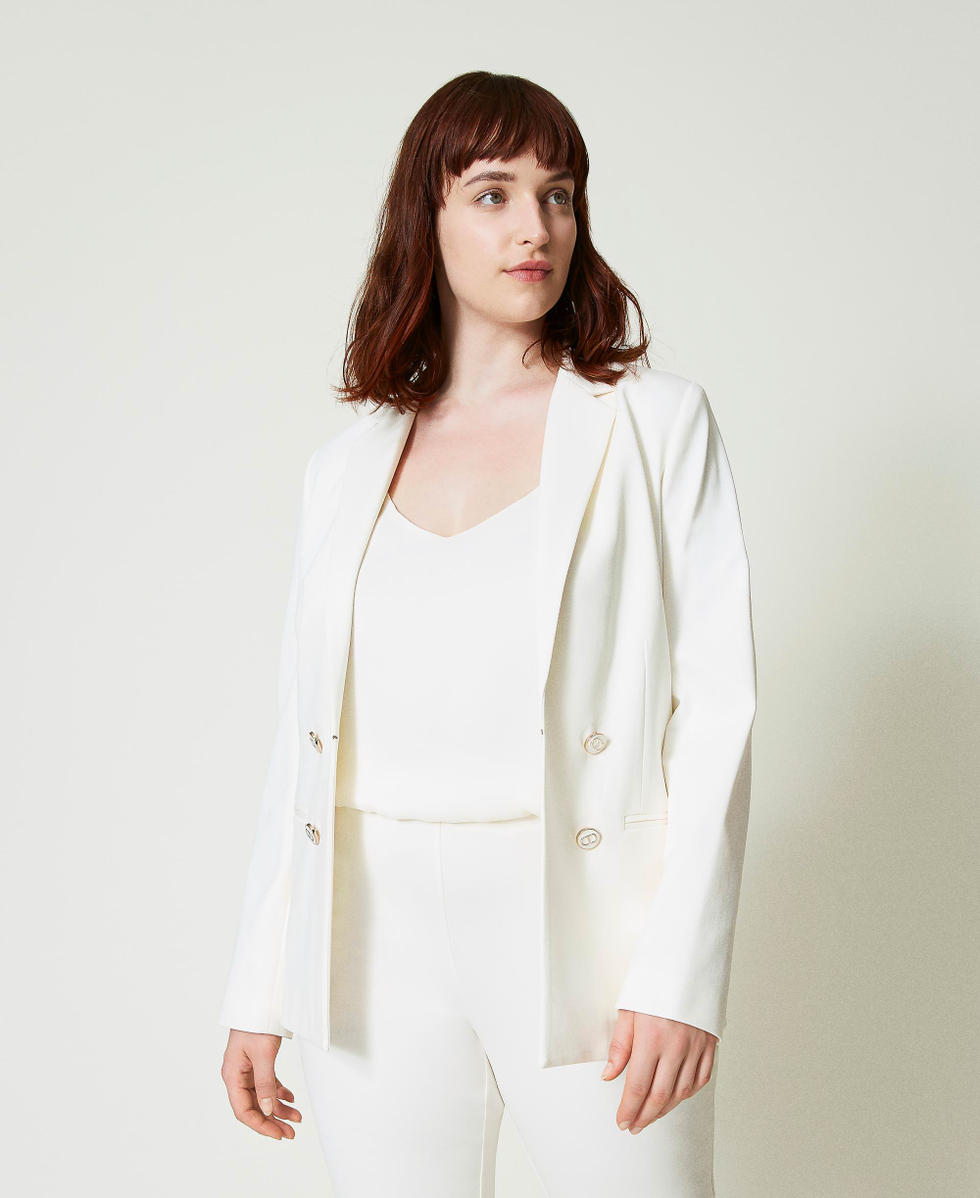 Giacca blazer con bottoni Oval T Bianco Neve Donna 241TP2270_00282_01
