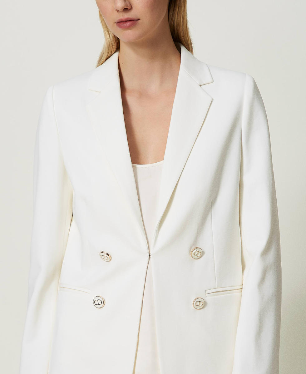 Giacca blazer con bottoni Oval T Bianco Neve Donna 241TP2270_00282_07