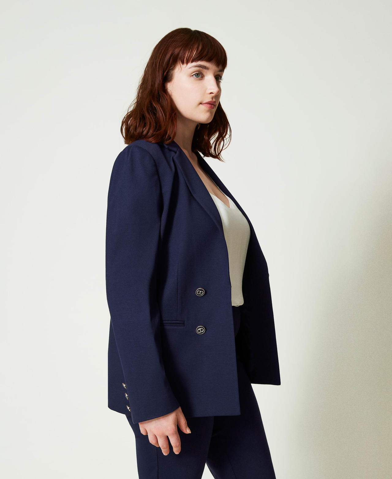 Blazer with Oval T buttons Midnight Blue Woman 241TP2270_00305_02