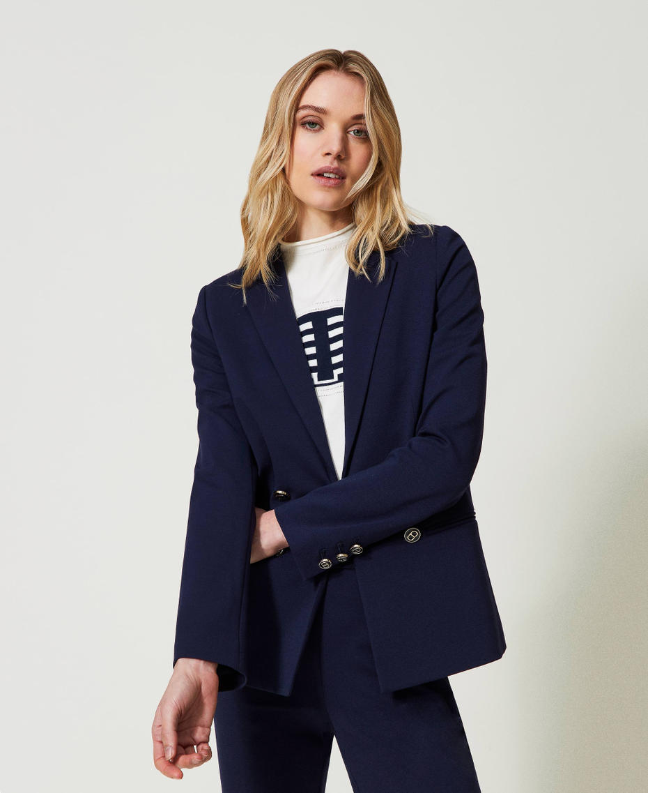 Blazer with Oval T buttons Midnight Blue Woman 241TP2270_00305_05