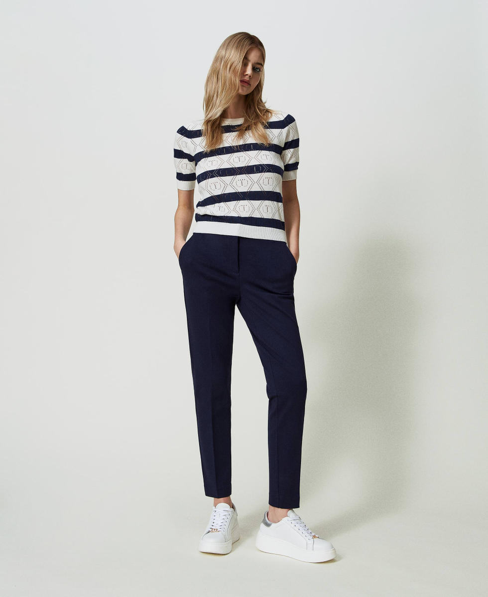 Striped sales cigarette trousers