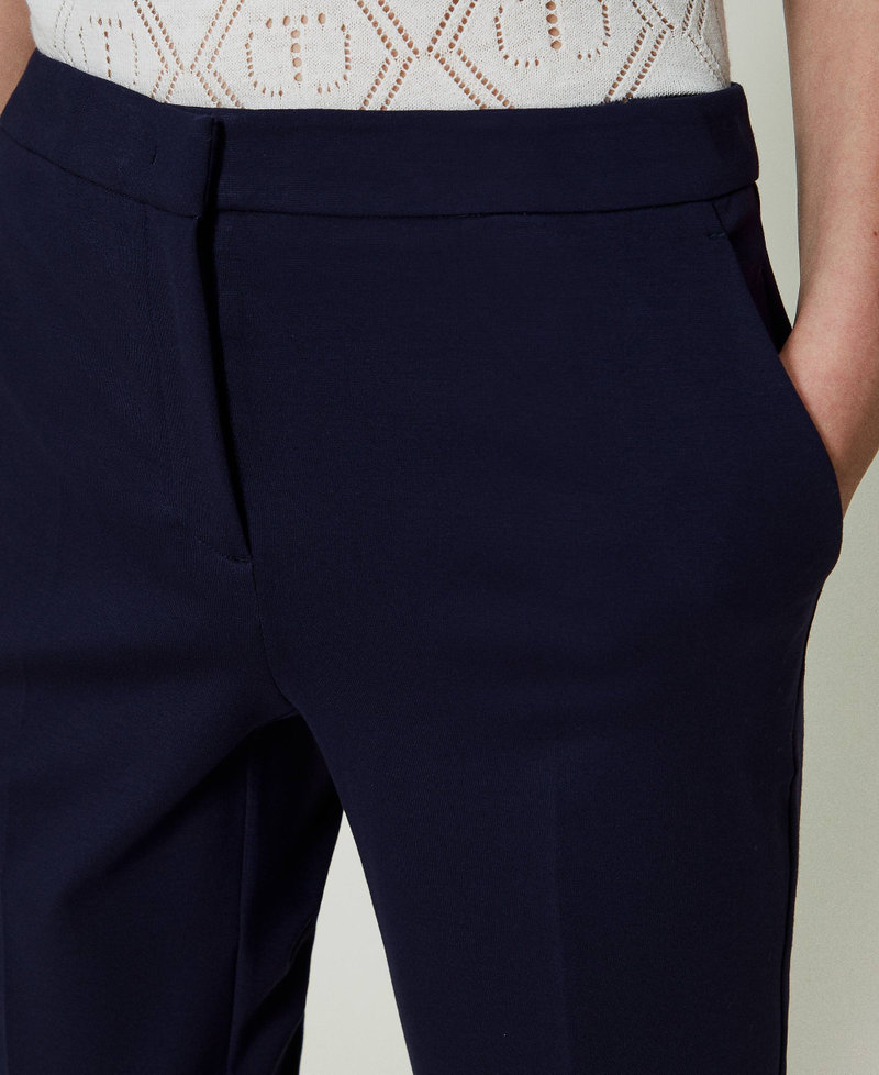 Cigarette trousers with permanent crease Midnight Blue Woman 241TP2271-04