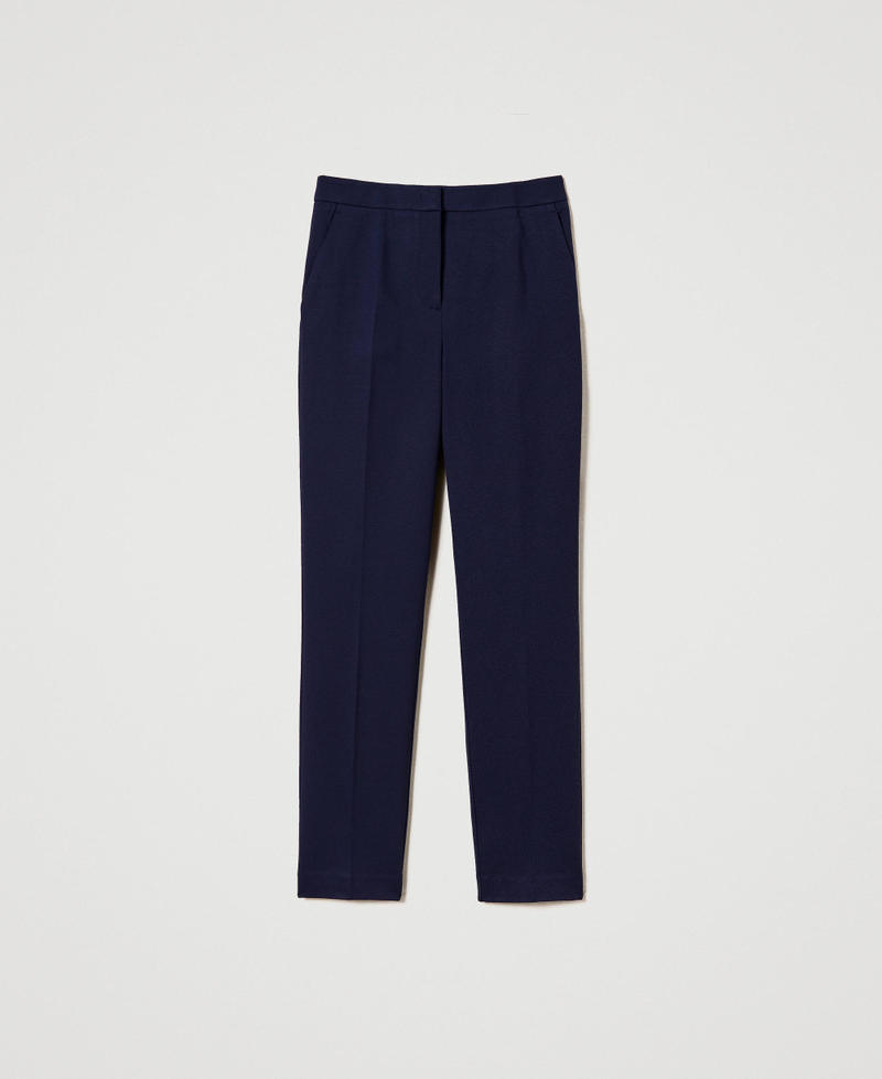 Cigarette trousers with permanent crease Midnight Blue Woman 241TP2271-0S