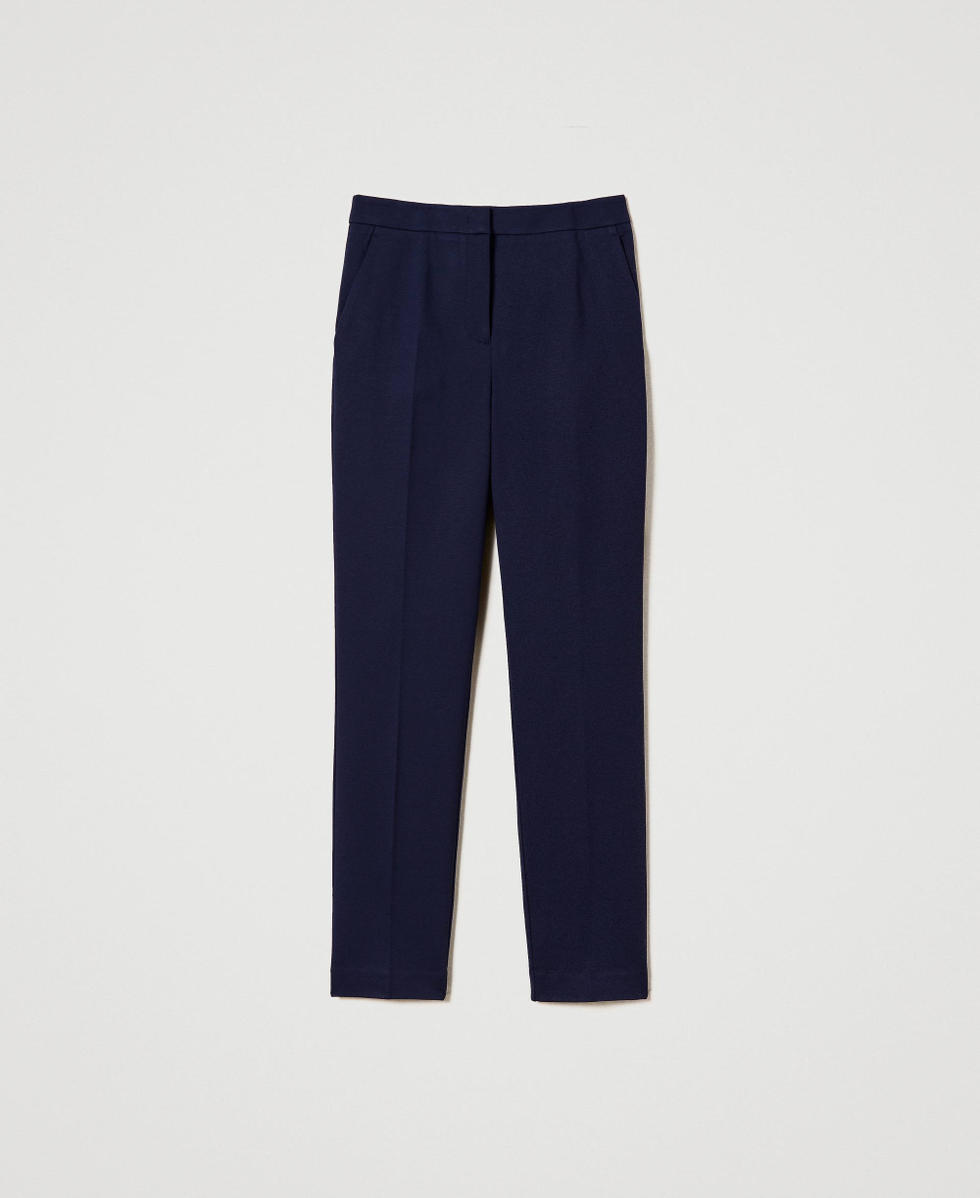 パンツ TWINSET PANTS NEVE Wide leg white jeans with belt Woman, White | TWINSET Milano