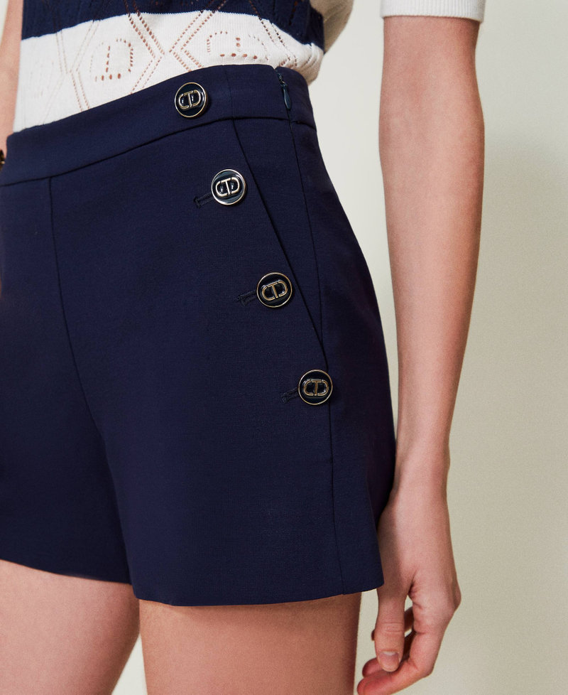 Slim shorts with Oval T buttons Midnight Blue Woman 241TP2272-04