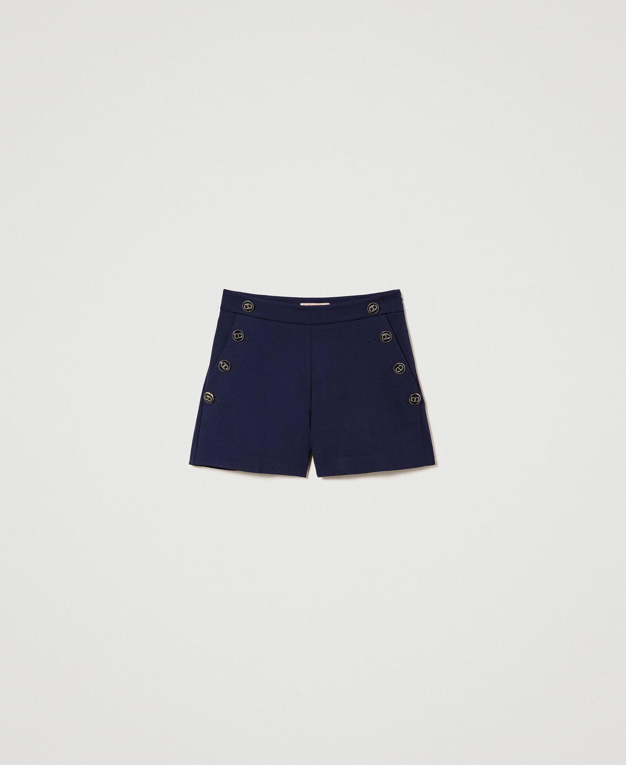 Slim-Fit-Shorts mit „Oval T“-Knöpfen Midnight-Blau Frau 241TP2272-0S