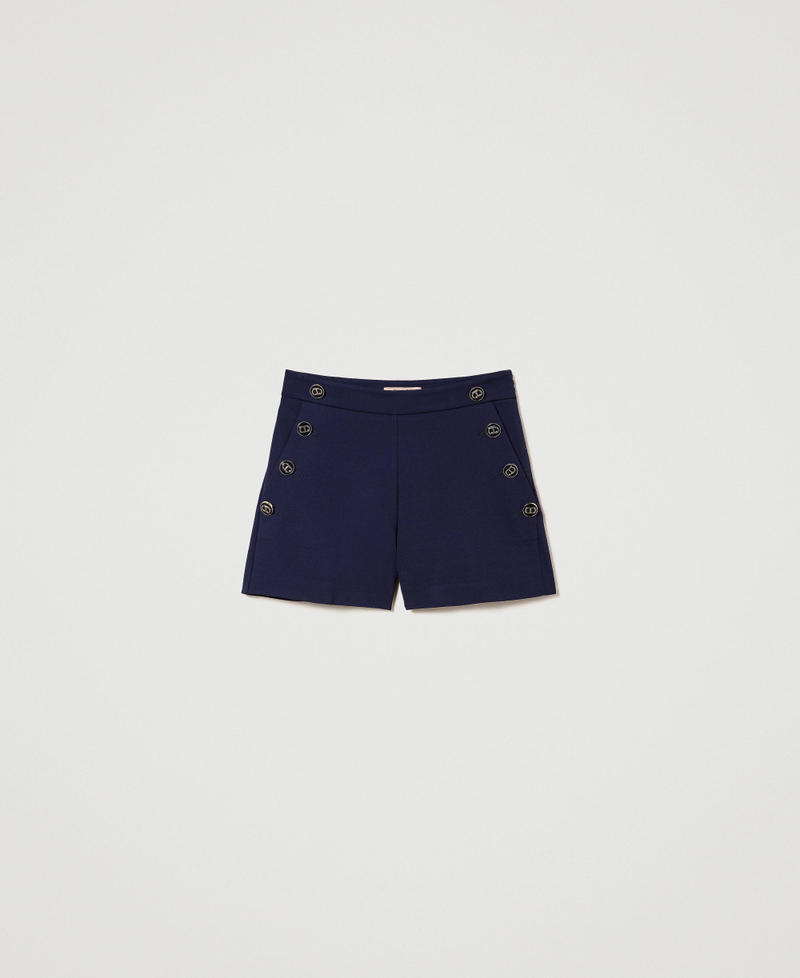 Slim-Fit-Shorts mit „Oval T“-Knöpfen Midnight-Blau Frau 241TP2272-0S