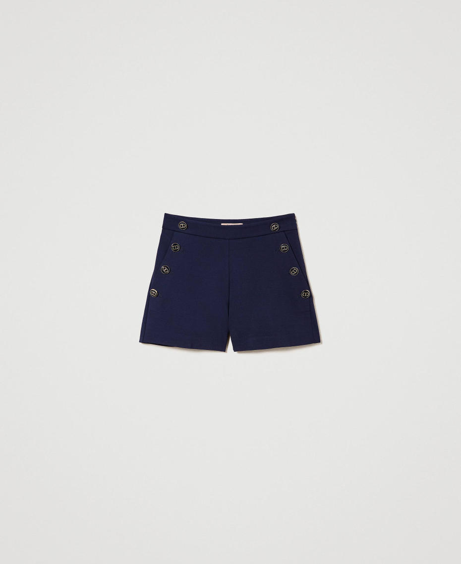 Slim shorts with Oval T buttons Midnight Blue Woman 241TP2272_00305_S0