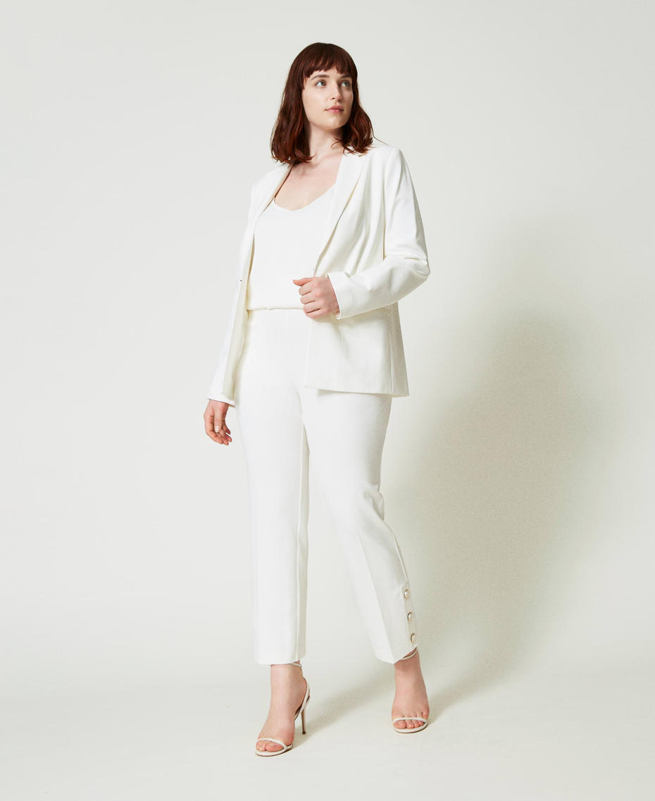 Cropped trousers with Oval T buttons White Snow Woman 241TP2273_00282_01