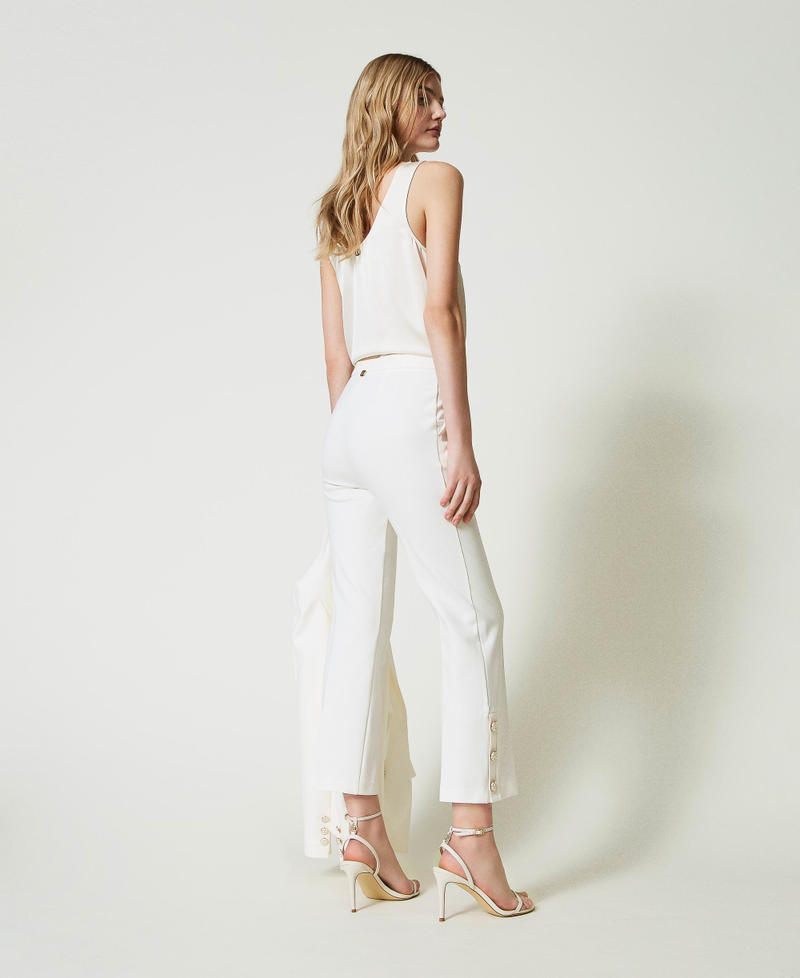 Cropped trousers with Oval T buttons White Snow Woman 241TP2273_00282_07